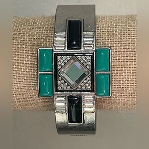 Lia Sophia Turquoise and silver toned Bracelet 7 1/4” cuff